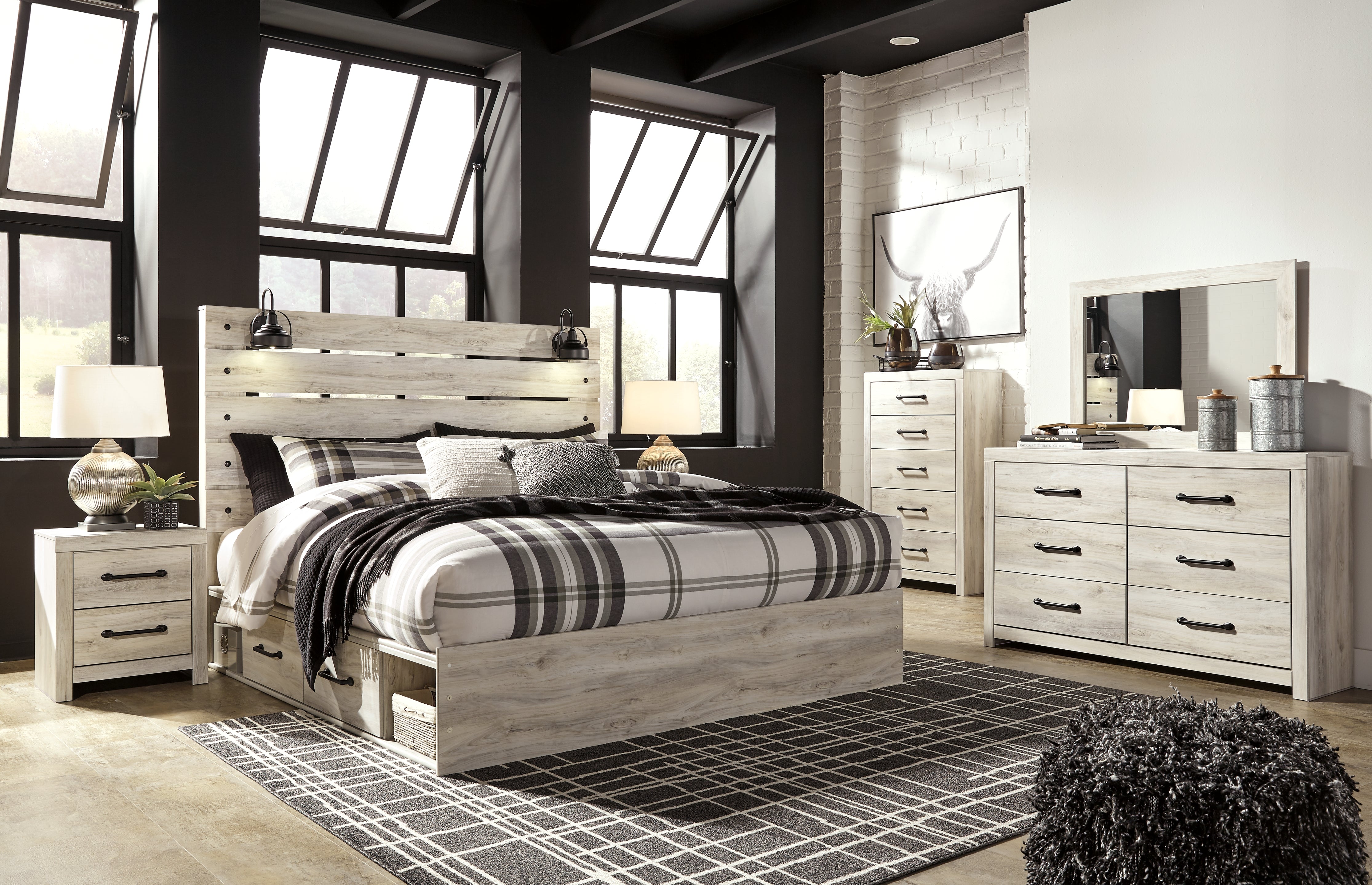 Hoover Furniture Outlet - Ashley Furniture - Cambeck King Panel Bed with Storage, Dresser, Mirror, Chest and 2 Nightstands - King Panel Bed with Storage, Dresser, Mirror, Chest and 2 Nightstands - B192B78