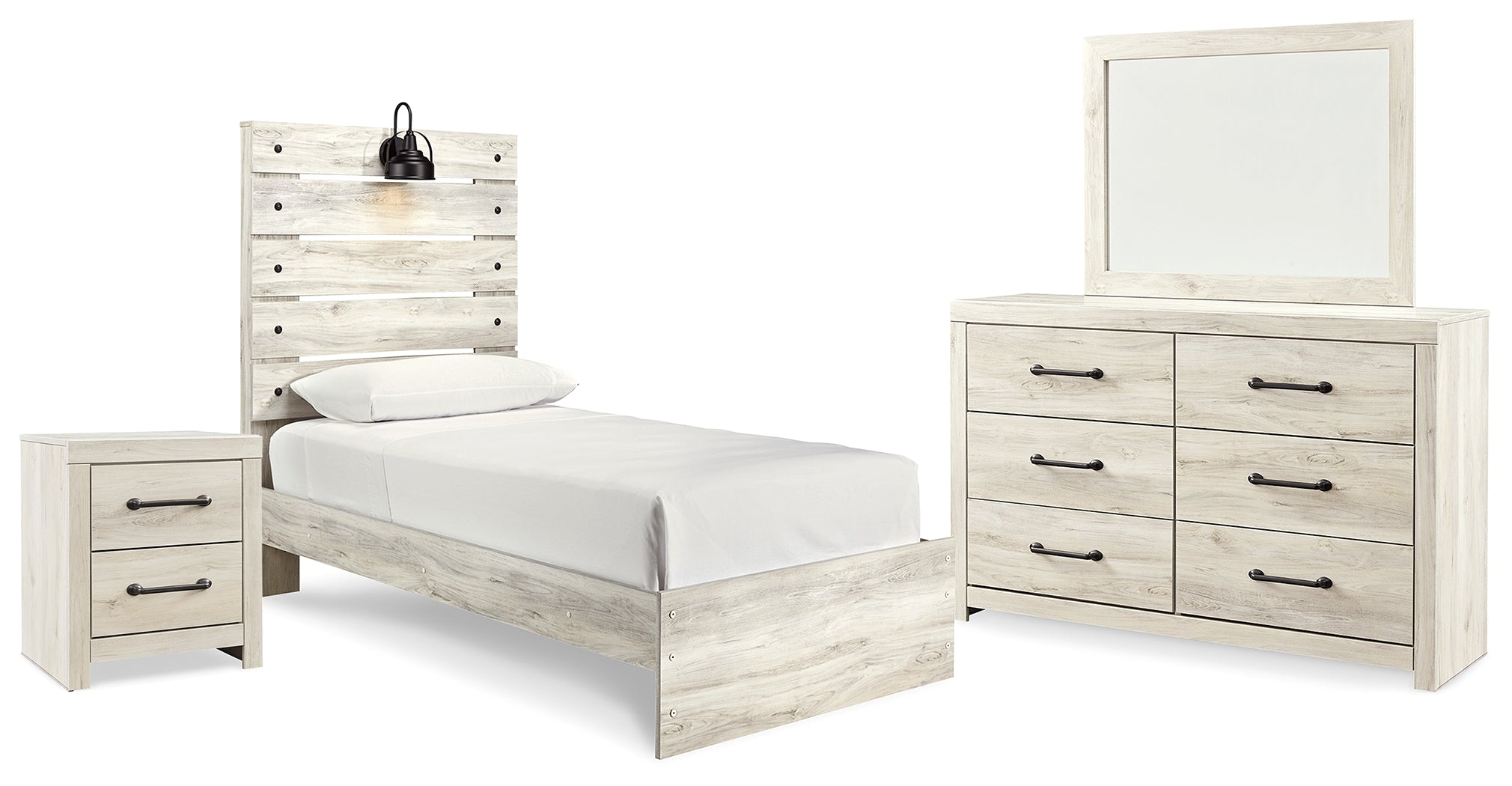 Hoover Furniture Outlet - Ashley Furniture - Cambeck Twin Panel Bed, Dresser, Mirror and Nightstand - Twin Panel Bed, Dresser, Mirror and Nightstand - B192B53