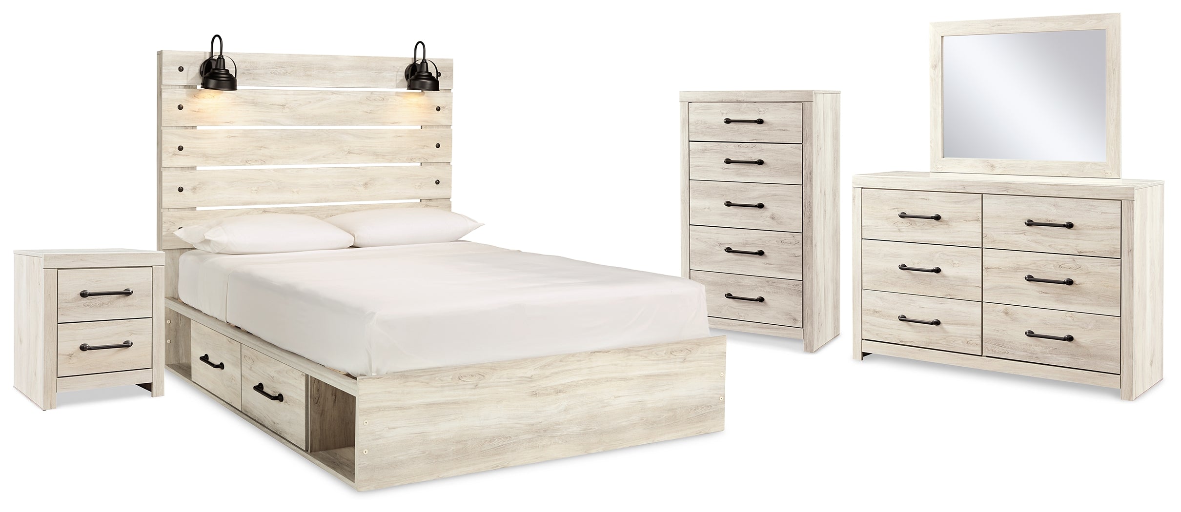 Hoover Furniture Outlet - Ashley Furniture - Cambeck Queen Panel Bed with Storage, Dresser, Mirror, Chest and Nightstand - Queen Panel Bed with Storage, Dresser, Mirror, Chest and Nightstand - B192B60