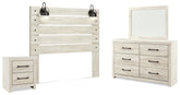 Hoover Furniture Outlet - Ashley Furniture - Cambeck Queen Panel Headboard, Dresser, Mirror, and Nightstand - Queen Panel Headboard, Dresser, Mirror, and Nightstand / Whitewash - B192B57