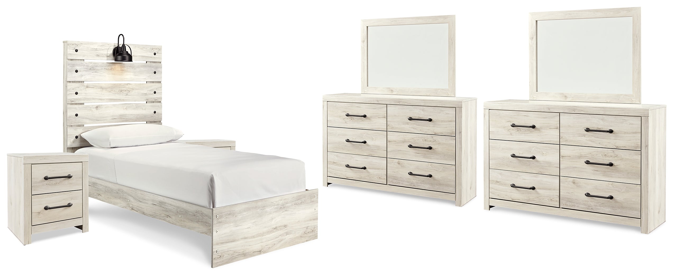 Hoover Furniture Outlet - Ashley Furniture - Cambeck Twin Panel Bed, 2 Dressers, 2 Mirrors and 2 Nightstands - Twin Panel Bed, 2 Dressers, 2 Mirrors and 2 Nightstands - B192B88