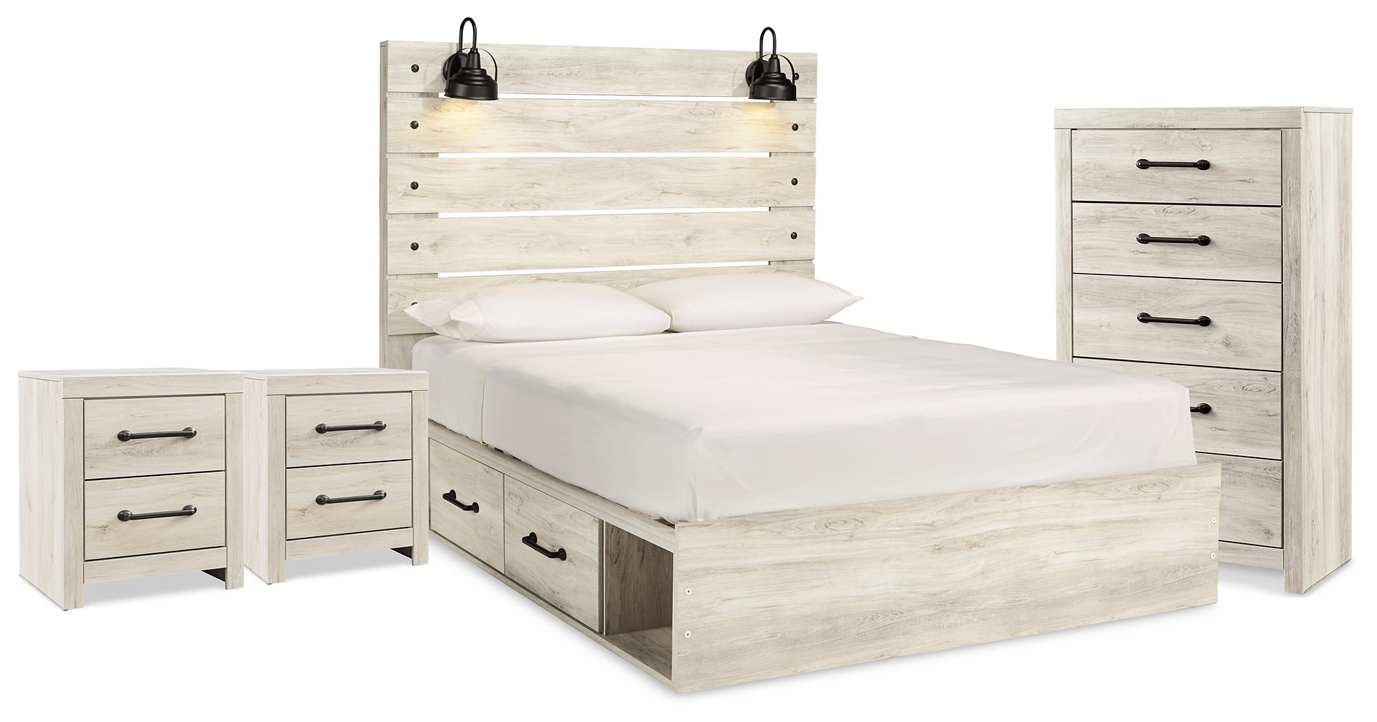 Hoover Furniture Outlet - Ashley Furniture - Cambeck Queen Storage Bed, Chest and 2 Nightstands - Queen Storage Bed, Chest and 2 Nightstands - B192B128