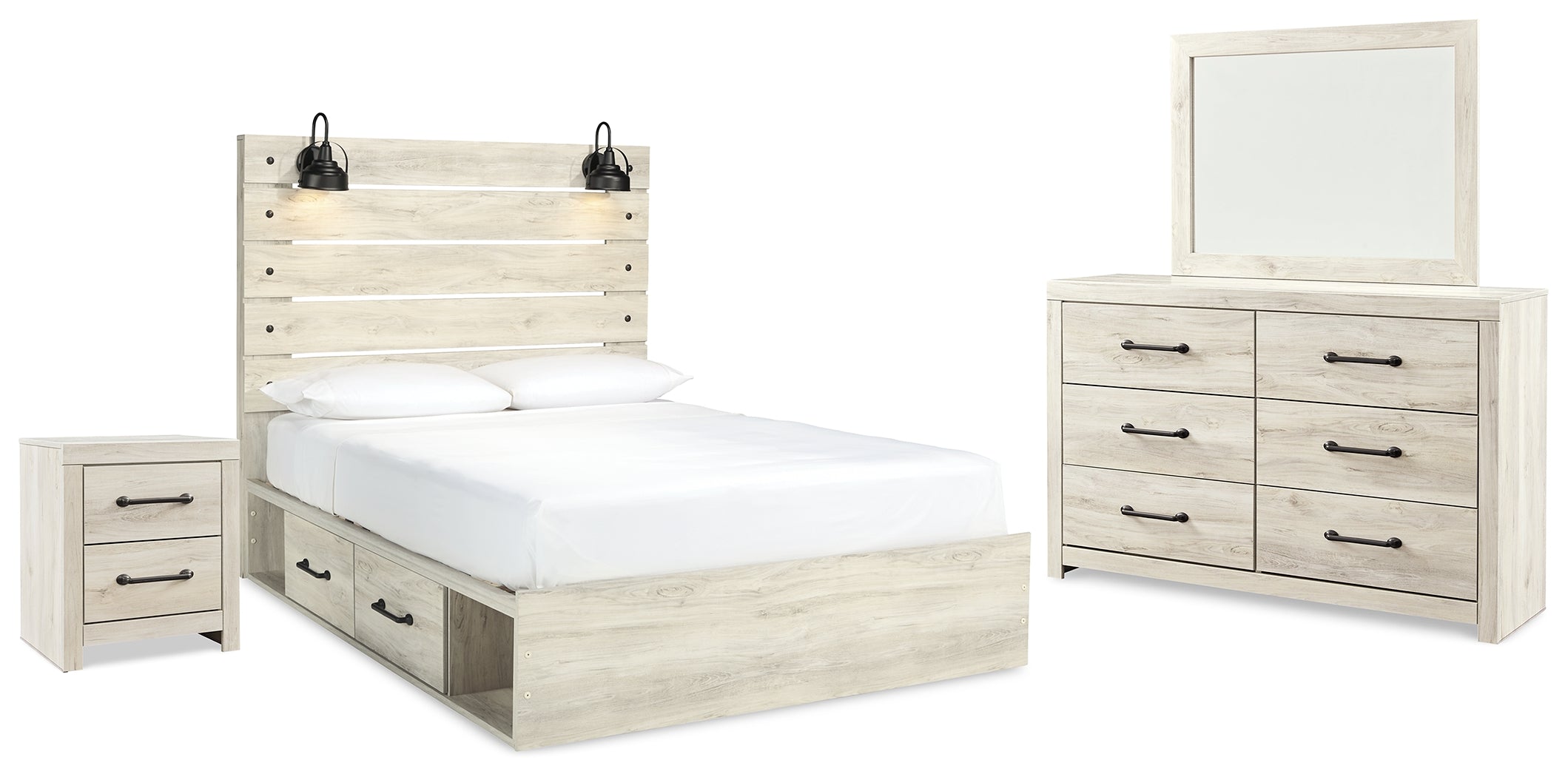 Hoover Furniture Outlet - Ashley Furniture - Cambeck Queen Panel Bed with Storage, Dresser, Mirror and Nightstand - Queen Panel Bed with Storage, Dresser, Mirror and Nightstand - B192B51