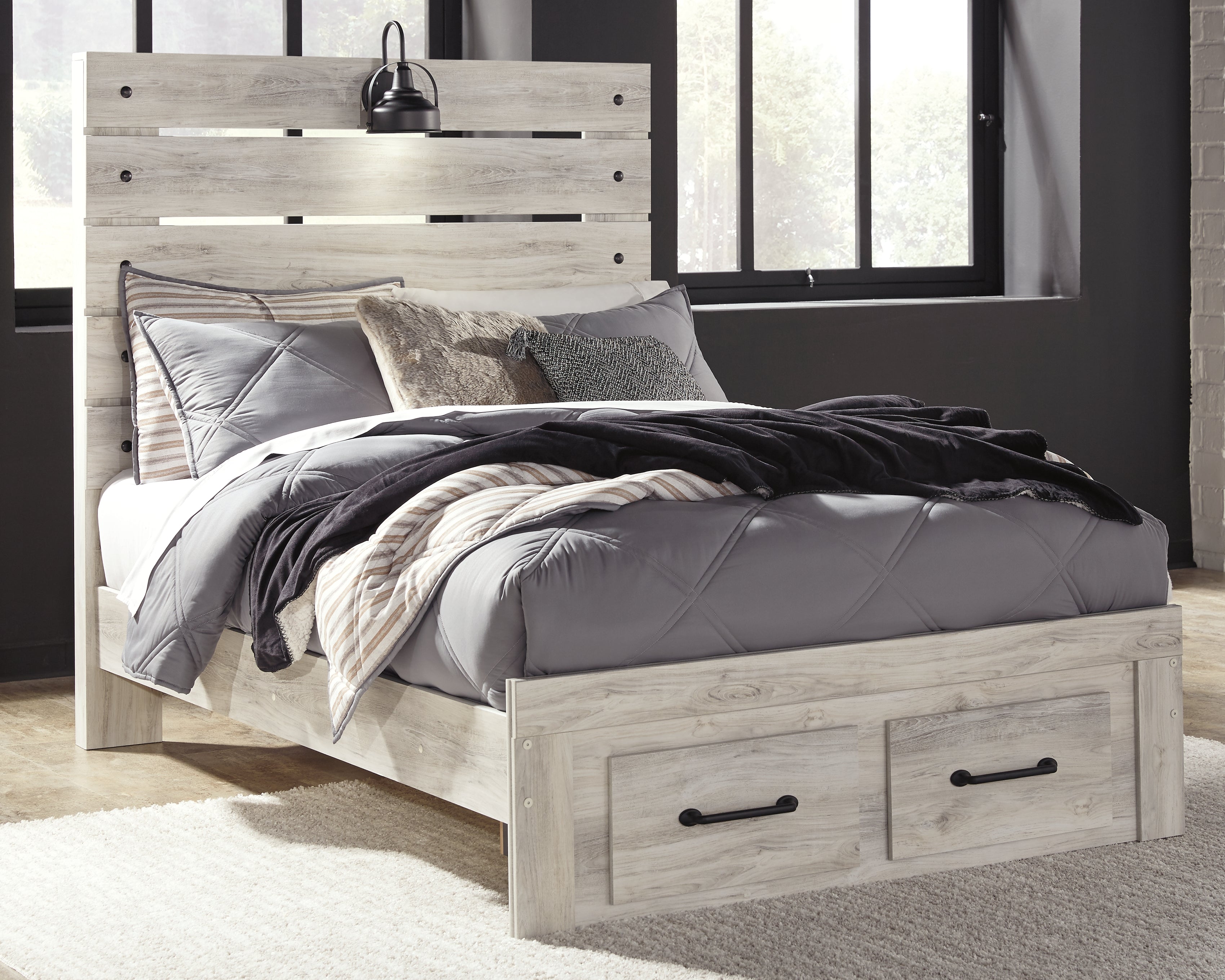 Hoover Furniture Outlet - Ashley Furniture - Cambeck Full Panel Bed with 2 Storage Drawers - Full Panel Bed with 2 Storage Drawers - B192B33