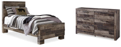 Hoover Furniture Outlet - Ashley Furniture - Derekson Twin Panel Bed and Dresser - Twin Panel Bed and Dresser - B200B65