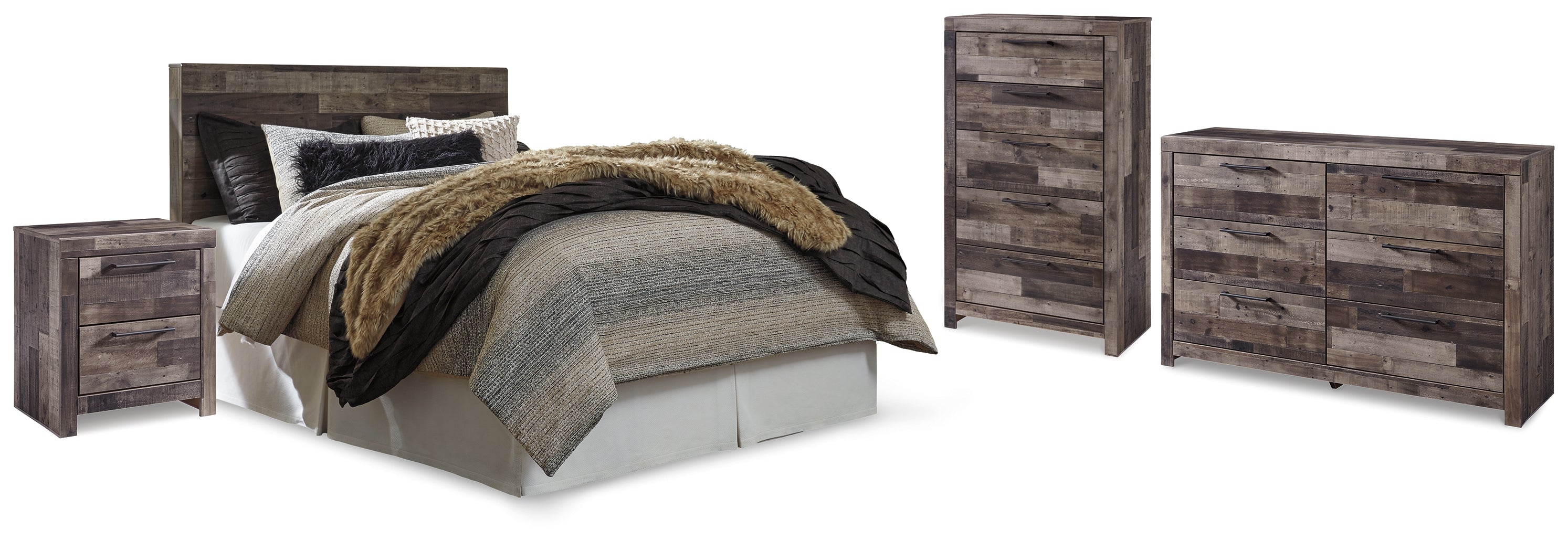 Hoover Furniture Outlet - Ashley Furniture - Derekson Queen Panel Headboard, Dresser, Chest and Nightstand - Queen Panel Headboard, Dresser, Chest and Nightstand - B200B56