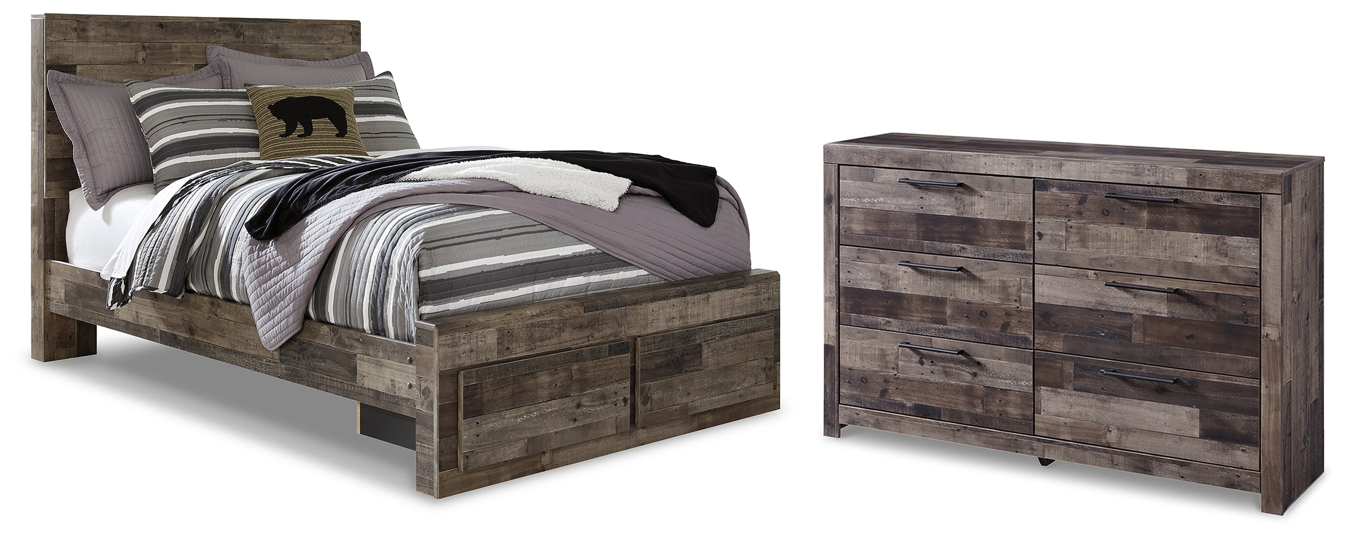 Hoover Furniture Outlet - Ashley Furniture - Derekson Full Panel Storage Bed and Dresser - Full Panel Storage Bed and Dresser - B200B78