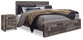 Hoover Furniture Outlet - Ashley Furniture - Derekson King Panel Storage Bed and 2 Nightstands - King Panel Storage Bed and 2 Nightstands - B200B55