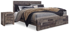 Hoover Furniture Outlet - Ashley Furniture - Derekson King Panel Storage Bed and 2 Nightstands - King Panel Storage Bed and 2 Nightstands - B200B55
