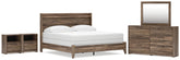 Hoover Furniture Outlet - Ashley Furniture - Elbrim King Panel Bed, Dresser, Mirror and 2 Nightstands - King Panel Bed, Dresser, Mirror and 2 Nightstands - PCB2005B29