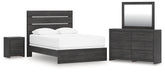 Hoover Furniture Outlet - Ashley Furniture - Hollivern Queen Panel Bed, Dresser, Mirror and Nightstand - Queen Panel Bed, Dresser, Mirror and Nightstand - PCB2108B25