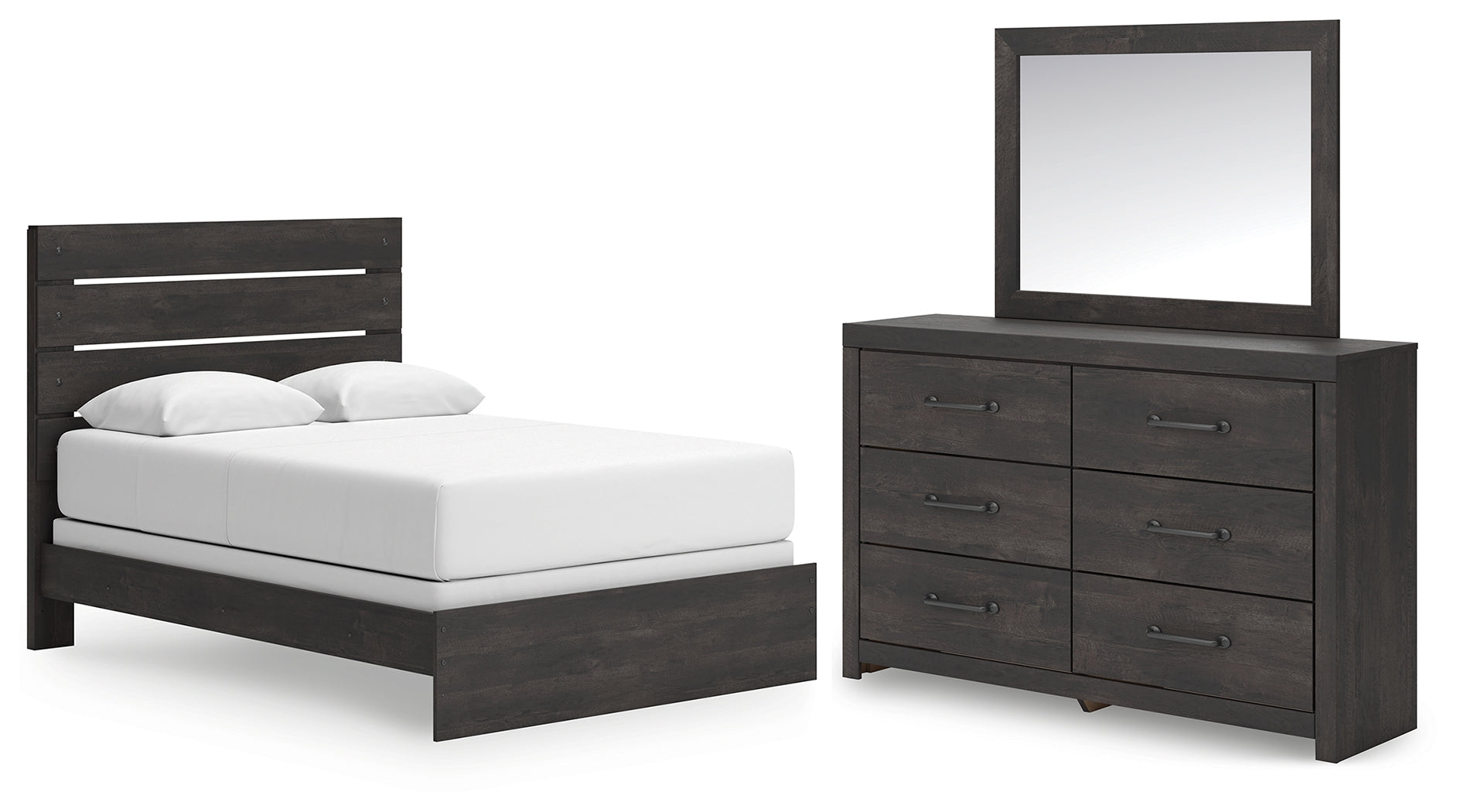 Hoover Furniture Outlet - Ashley Furniture - Hollivern Queen Panel Bed, Dresser and Mirror - Queen Panel Bed, Dresser and Mirror - PCB2108B3