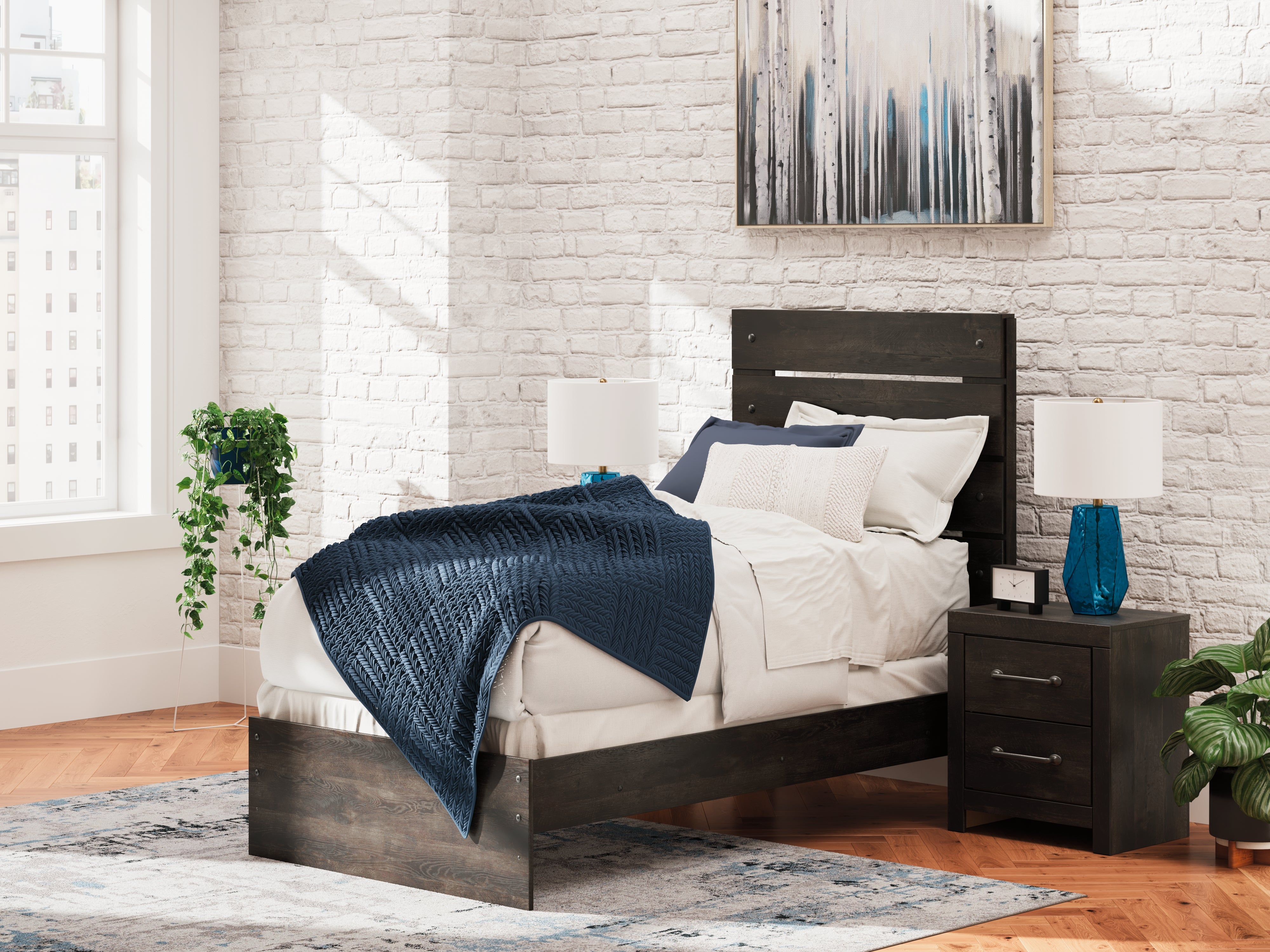 Hoover Furniture Outlet - Ashley Furniture - Hollivern Twin Panel Bed - Twin Panel Bed - PCB2108B11