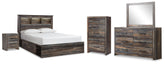Hoover Furniture Outlet - Ashley Furniture - Drystan Queen Bookcase Storage Bed, Dresser, Mirror, Chest and Nightstand - Queen Bookcase Storage Bed, Dresser, Mirror, Chest and Nightstand - B211B129