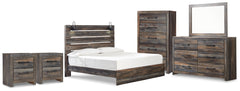 Hoover Furniture Outlet - Ashley Furniture - Drystan King Panel Bed, Dresser, Mirror and 2 Nightstands - King Panel Bed, Dresser, Mirror and 2 Nightstands - B211B101