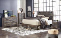 Hoover Furniture Outlet - Ashley Furniture - Drystan King Panel Bed with Storage, Dresser, Mirror, Chest and 2 Nightstands - King Panel Bed with Storage, Dresser, Mirror, Chest and 2 Nightstands - B211B66