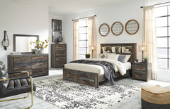 Hoover Furniture Outlet - Ashley Furniture - Drystan Queen Bookcase Storage Bed, Dresser, Mirror, Chest and 2 Nightstands - Queen Bookcase Storage Bed, Dresser, Mirror, Chest and 2 Nightstands - B211B79
