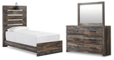 Hoover Furniture Outlet - Ashley Furniture - Drystan Twin Panel Bed, Dresser and Mirror - Twin Panel Bed, Dresser and Mirror - B211B5