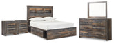 Hoover Furniture Outlet - Ashley Furniture - Drystan Full Bookcase Storage Bed, Dresser, Mirror and 2 Nightstands - Full Bookcase Storage Bed, Dresser, Mirror and 2 Nightstands - B211B98