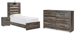 Hoover Furniture Outlet - Ashley Furniture - Drystan Twin Panel Bed with Storage, Dresser and Nightstand - Twin Panel Bed with Storage, Dresser and Nightstand - B211B108