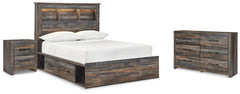 Hoover Furniture Outlet - Ashley Furniture - Drystan Full Bookcase Storage Bed, Dresser and Nightstand - Full Bookcase Storage Bed, Dresser and Nightstand - B211B82