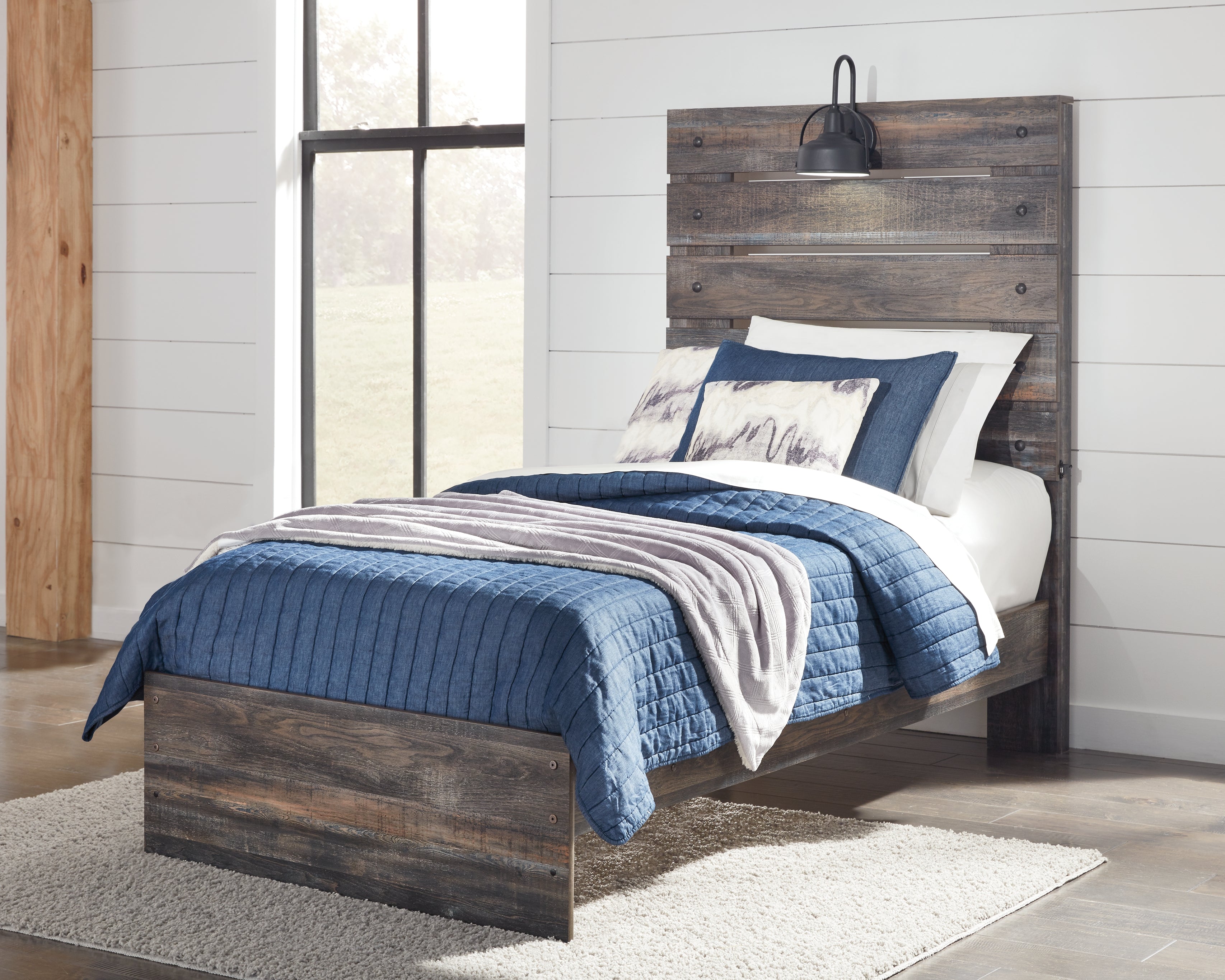 Hoover Furniture Outlet - Ashley Furniture - Drystan Twin Panel Bed - Twin Panel Bed - B211B2
