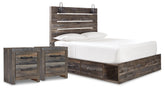 Hoover Furniture Outlet - Ashley Furniture - Drystan Queen Panel Storage Bed and 2 Nightstands - Queen Panel Storage Bed and 2 Nightstands - B211B89