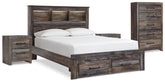 Hoover Furniture Outlet - Ashley Furniture - Drystan Queen Bookcase Storage Bed, Chest and 2 Nightstands - Queen Bookcase Storage Bed, Chest and 2 Nightstands / Multi - B211B69