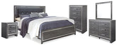 Hoover Furniture Outlet - Ashley Furniture - Lodanna King Upholstered Panel Bed, Dresser, Mirror, Chest and Nightstand - King Upholstered Panel Bed, Dresser, Mirror, Chest and Nightstand - B214B26