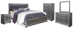 Hoover Furniture Outlet - Ashley Furniture - Lodanna King Upholstered Panel Bed, Dresser, Mirror, Chest and Nightstand - King Upholstered Panel Bed, Dresser, Mirror, Chest and Nightstand - B214B26