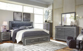 Hoover Furniture Outlet - Ashley Furniture - Lodanna King Upholstered Storage Bed, Dresser, Mirror, Chest and 2 Nightstands - King Upholstered Storage Bed, Dresser, Mirror, Chest and 2 Nightstands - B214B29