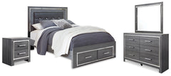 Hoover Furniture Outlet - Ashley Furniture - Lodanna Queen Upholstered Panel Storage Bed, Dresser, Mirror, and Nightstand - Queen Upholstered Panel Storage Bed, Dresser, Mirror, and Nightstand - B214B20