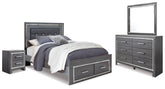 Hoover Furniture Outlet - Ashley Furniture - Lodanna Queen Panel Storage Bed with Mirrored Dresser and Nightstand - Queen Panel Storage Bed with Mirrored Dresser and Nightstand - B214B16