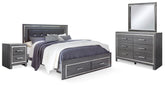 Hoover Furniture Outlet - Ashley Furniture - Lodanna King Storage Bed, Dresser, Mirror and 2 Nightstands - King Storage Bed, Dresser, Mirror and 2 Nightstands - B214B35