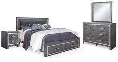 Hoover Furniture Outlet - Ashley Furniture - Lodanna King Storage Bed, Dresser, Mirror and 2 Nightstands - King Storage Bed, Dresser, Mirror and 2 Nightstands - B214B35