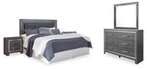 Hoover Furniture Outlet - Ashley Furniture - Lodanna King/Cal King Panel Headboard, Dresser, Mirror and 2 Nightstands - King/Cal King Panel Headboard, Dresser, Mirror and 2 Nightstands / Gray - B214B33