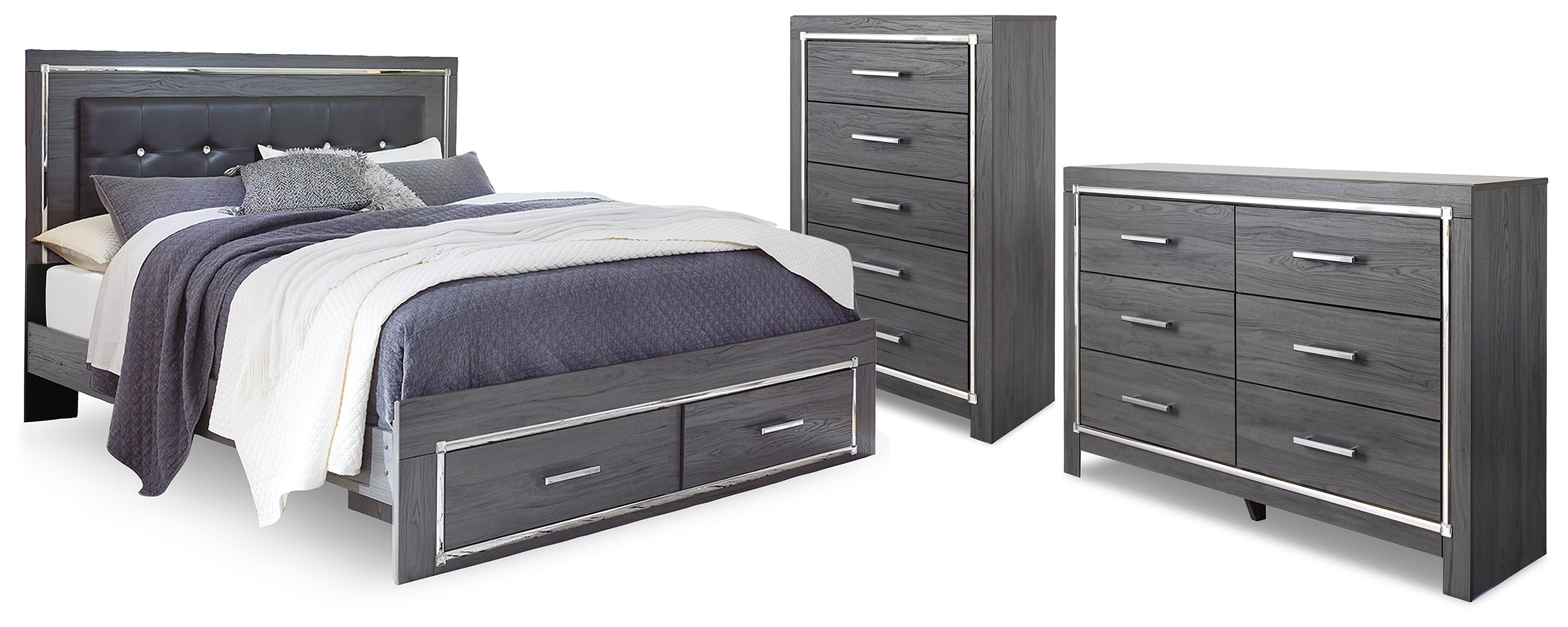 Hoover Furniture Outlet - Ashley Furniture - Lodanna King Storage Bed, Dresser and Chest - King Storage Bed, Dresser and Chest - B214B57
