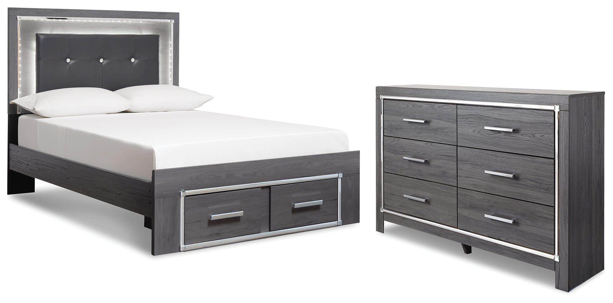Hoover Furniture Outlet - Ashley Furniture - Lodanna Full Panel Storage Bed and Dresser - Full Panel Storage Bed and Dresser - B214B48