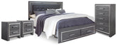 Hoover Furniture Outlet - Ashley Furniture - Lodanna King Storage Bed, Chest and 2 Nightstands - King Storage Bed, Chest and 2 Nightstands - B214B47