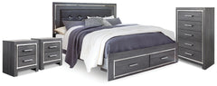 Hoover Furniture Outlet - Ashley Furniture - Lodanna King Storage Bed, Chest and 2 Nightstands - King Storage Bed, Chest and 2 Nightstands - B214B47