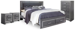 Hoover Furniture Outlet - Ashley Furniture - Lodanna King Panel Storage Bed, Chest and 2 Nightstands - King Panel Storage Bed, Chest and 2 Nightstands - B214B60
