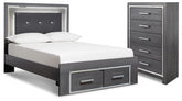 Hoover Furniture Outlet - Ashley Furniture - Lodanna Full Upholstered Panel Storage Bed and Chest - Full Upholstered Panel Storage Bed and Chest - B214B62