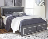 Hoover Furniture Outlet - Ashley Furniture - Lodanna King Panel Bed with 2 Storage Drawers - King Panel Bed with 2 Storage Drawers - B214B11