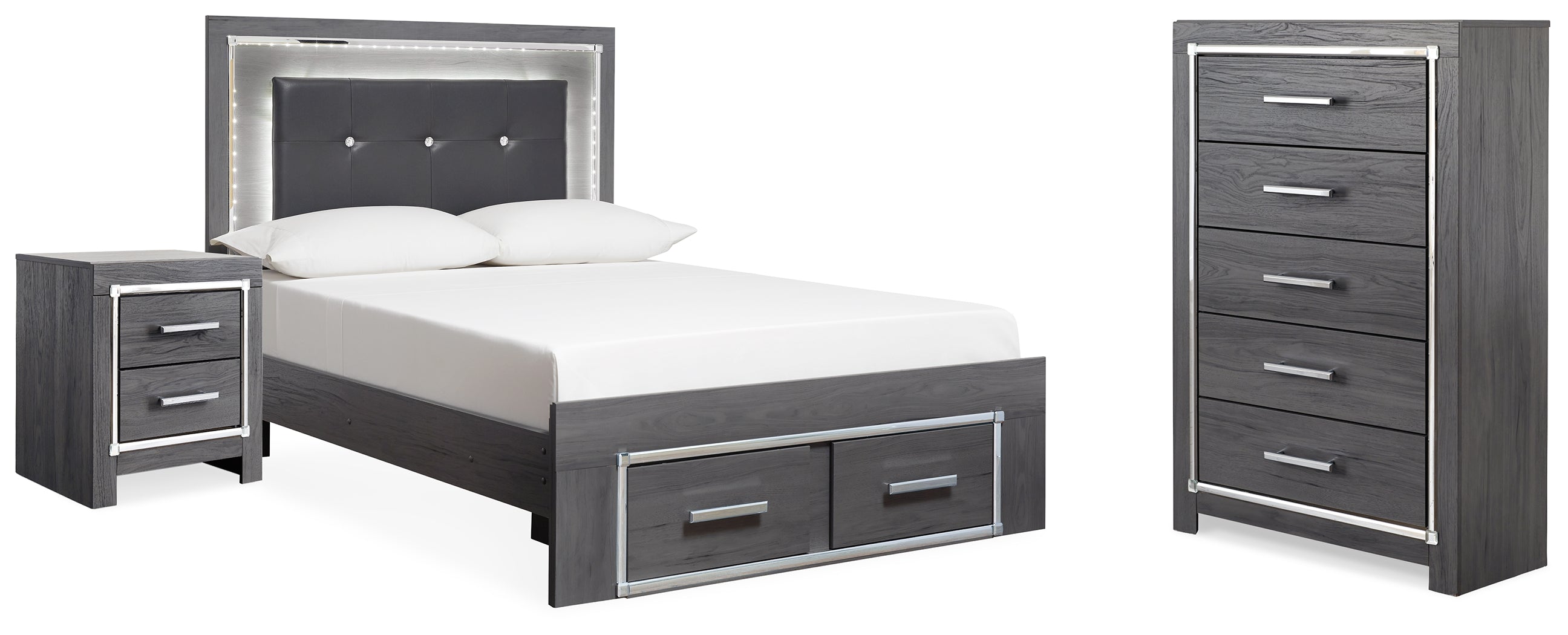 Hoover Furniture Outlet - Ashley Furniture - Lodanna Full Storage Bed, Chest and Nightstand - Full Storage Bed, Chest and Nightstand - B214B46