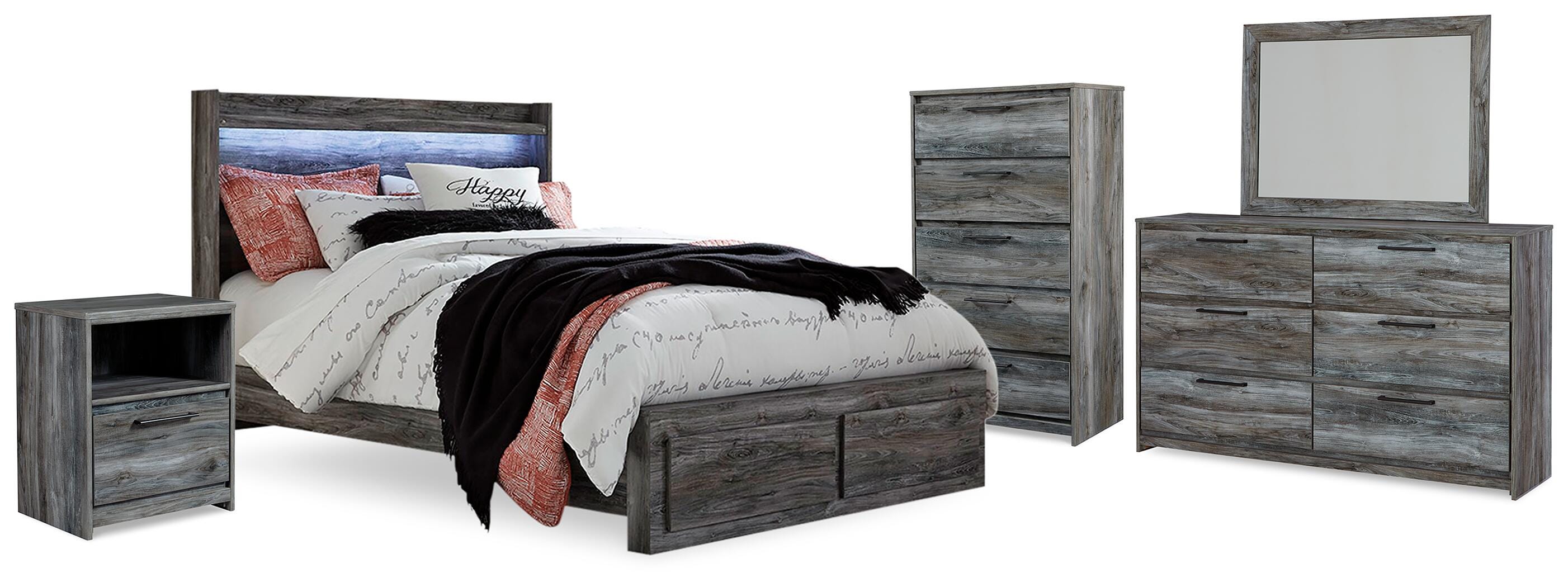 Hoover Furniture Outlet - Ashley Furniture - Baystorm Queen Panel Storage Bed, Dresser, Mirror, Chest and Nightstand - Queen Panel Storage Bed, Dresser, Mirror, Chest and Nightstand - B221B104