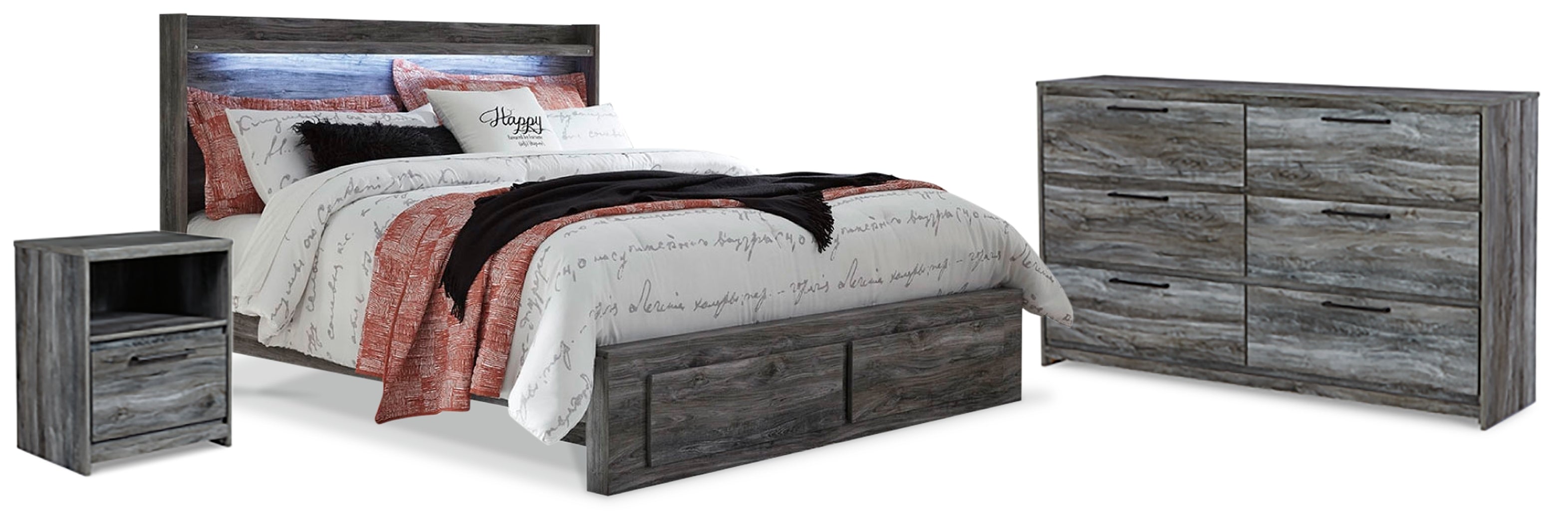 Hoover Furniture Outlet - Ashley Furniture - Baystorm King Panel Storage Bed, Dresser and Nightstand - King Panel Storage Bed, Dresser and Nightstand - B221B49