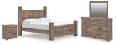Hoover Furniture Outlet - Ashley Furniture - Rusticott King Poster Bed, Dresser, Mirror and Nightstand - King Poster Bed, Dresser, Mirror and Nightstand - PCB2260B12