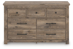 Rusticott King Poster Bed, Dresser and Nightstand