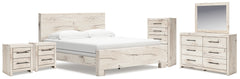 Hoover Furniture Outlet - Ashley Furniture - Lawroy King Panel Bed, Dresser, Mirror, Chest and Nightstand - King Panel Bed, Dresser, Mirror, Chest and Nightstand - B2310B48
