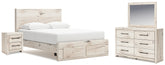Hoover Furniture Outlet - Ashley Furniture - Lawroy Queen Storage Bed, Dresser, Mirror, Nightstand - Queen Storage Bed, Dresser, Mirror, Nightstand - B2310B41